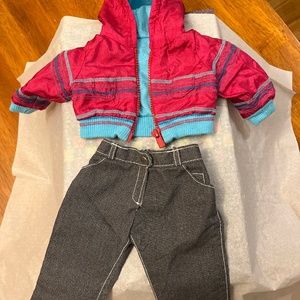 American Girl Doll Hoodie with jeans and matching socks